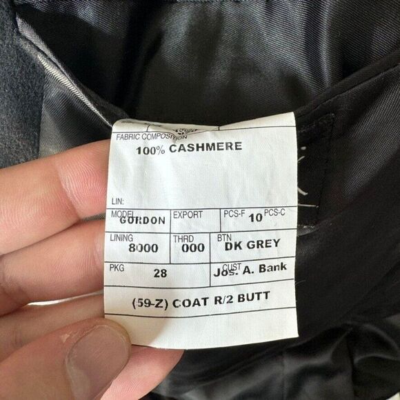 Jos A Bank Unisex Dark Gray 100% Cashmere 2 button Sport Coat Blazer 48R - Picture 3 of 11